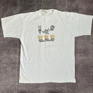 Men's Vintage 90's Tequila Hoppers Cancun Mexico Frogs White T Shirt Tee Sz L
